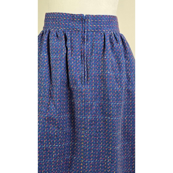 Norton McNaughton Vintage Blue Textured Zig Zag Pleated Midi Skirt Womens 10 - Picture 7 of 9